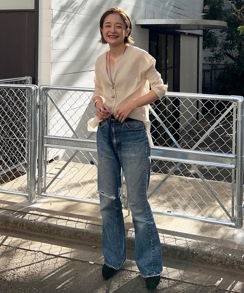 「SHENERY」 長袖ブラウス FREE オレンジ レディース_画像2