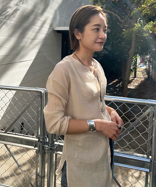 「SHENERY」 長袖ブラウス FREE オレンジ レディース_画像9