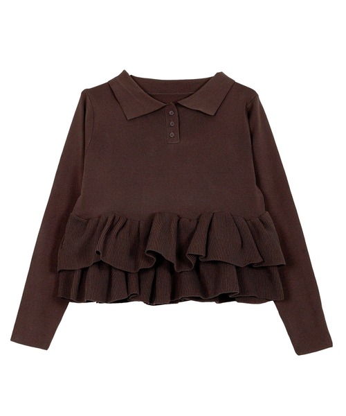 KOBE LETTUCE（神戸レタス） ニット セーター 裾フリルニットポロ