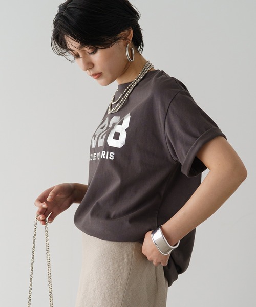 「LOUNGEDRESS」 半袖Tシャツ FREE チャコールグレー レディース_画像4