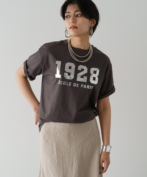 「LOUNGEDRESS」 半袖Tシャツ FREE チャコールグレー レディース_画像6