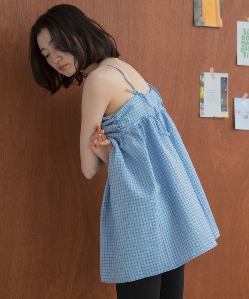HEILIS（ヘイリス） キャミソール チェックギャザーチュニック