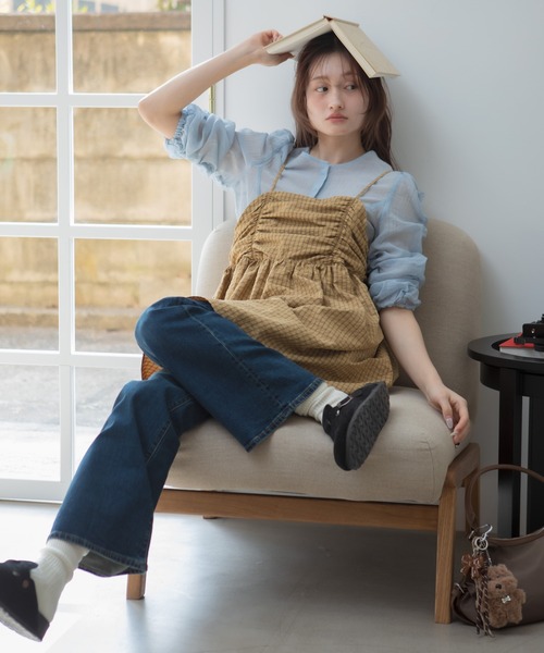 HEILIS（ヘイリス） キャミソール チェックギャザーチュニック 