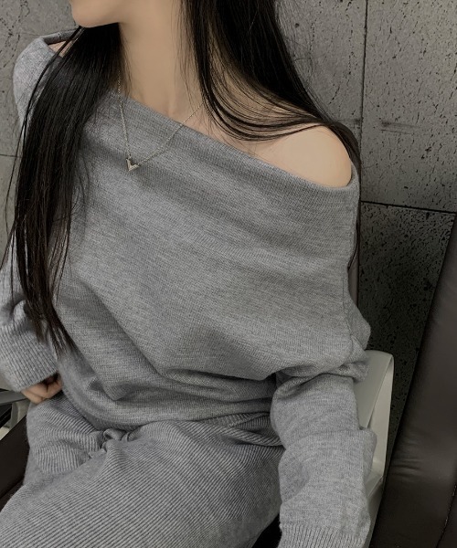 Aelina セットアップ オフショルダー長袖トップスハイウエストワイド