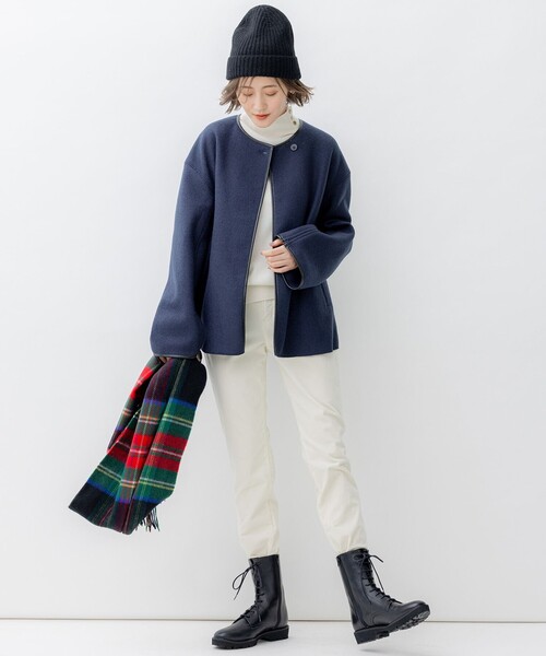 「23区」 ノーカラージャケット 32 グレー レディース_画像3