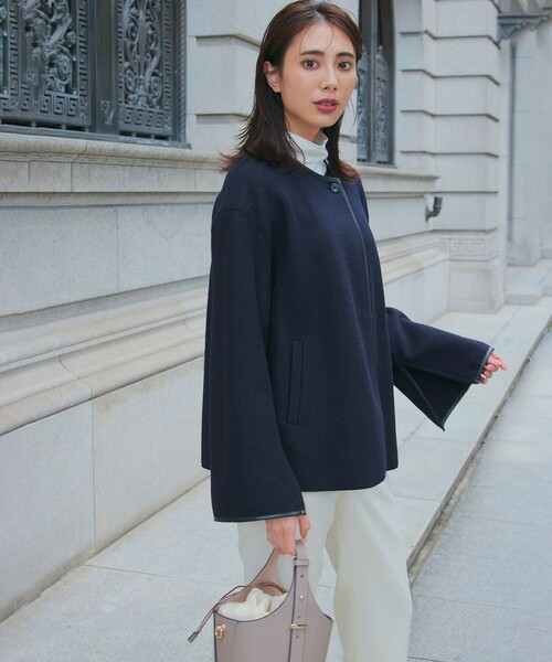 「23区」 ノーカラージャケット 32 グレー レディース_画像5