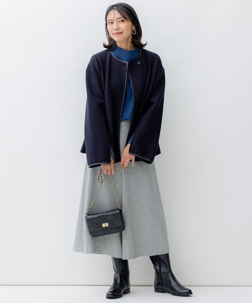 「23区」 ノーカラージャケット 32 グレー レディース_画像6