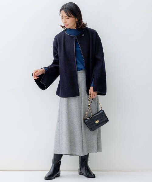 「23区」 ノーカラージャケット 32 グレー レディース_画像7