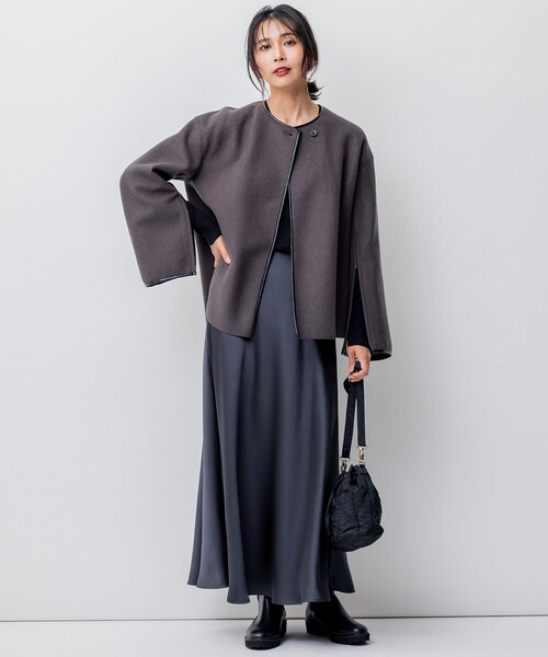 「23区」 ノーカラージャケット 32 グレー レディース_画像8