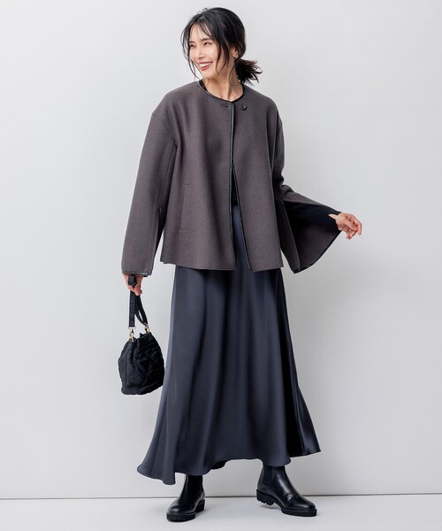 「23区」 ノーカラージャケット 32 グレー レディース_画像9