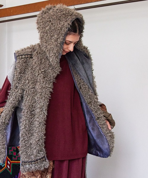 「チャイハネ」 マフラー FREE グレー レディース_画像5