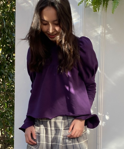 「AVIE」 スウェットカットソー 38 パープル レディース_画像2