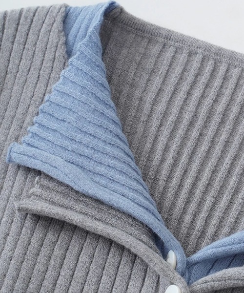 「Uenui」 ニットカーディガン FREE ライトグレー レディース_画像2