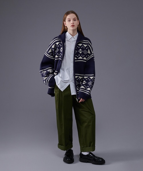 「ONCILY」 ニットカーディガン MEDIUM レッド メンズ_画像5