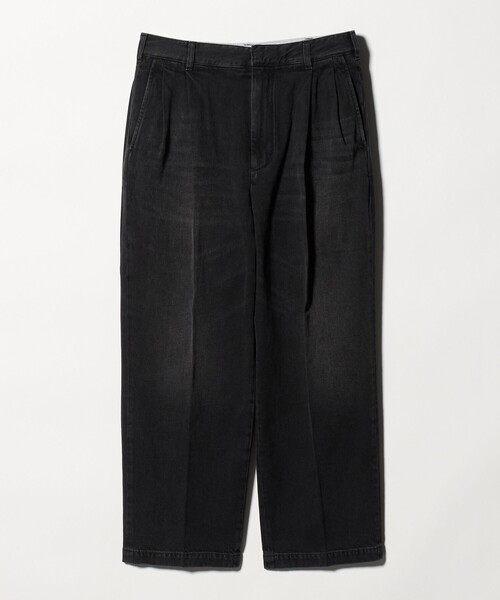 FARAH ファーラー タックワイドスラックス ブラック 34 FARAH / Two Tuck Wide Tapered Pants (Jersey-Black) | twelve