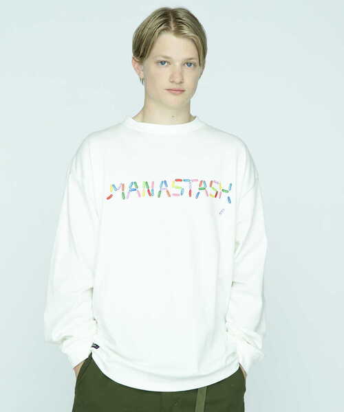 「MANASTASH」 長袖Tシャツ 2XL ホワイト メンズ_画像2