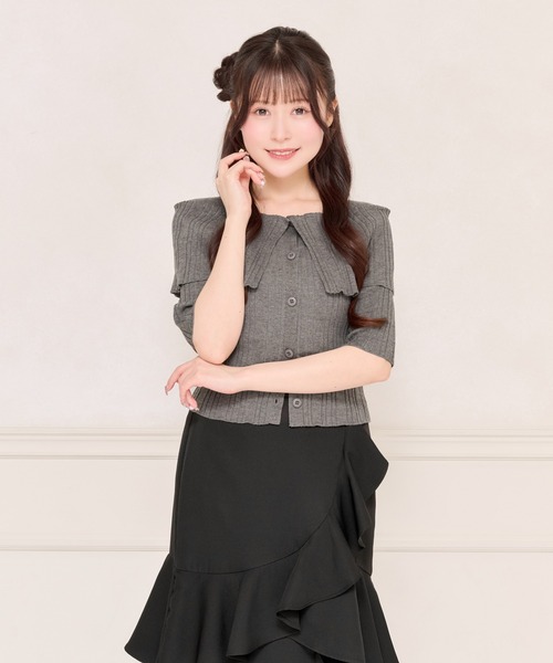 apres jour（アプレジュール） カーディガン オフショル風ビッグカラー 