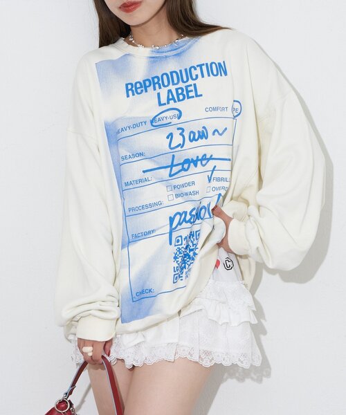 「RePRODUCTION LABEL」 スウェットカットソー FREE バーガンディー レディース_画像2