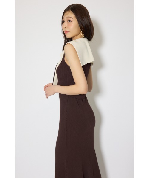 リエンダ ワンピース ドレス 新品 rienda（リエンダ） ワンピース 配色ロゴダブルフリルティアード