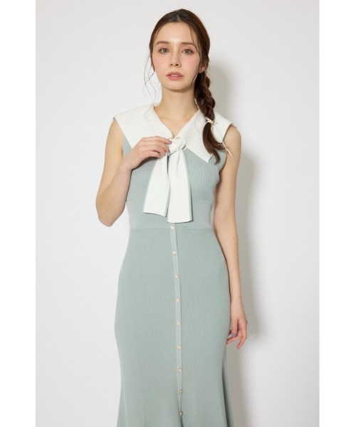 セーラーカラーニットマーメイドワンピース　春服　夏服 rienda（リエンダ） ワンピース セーラーカラーニットマーメイド