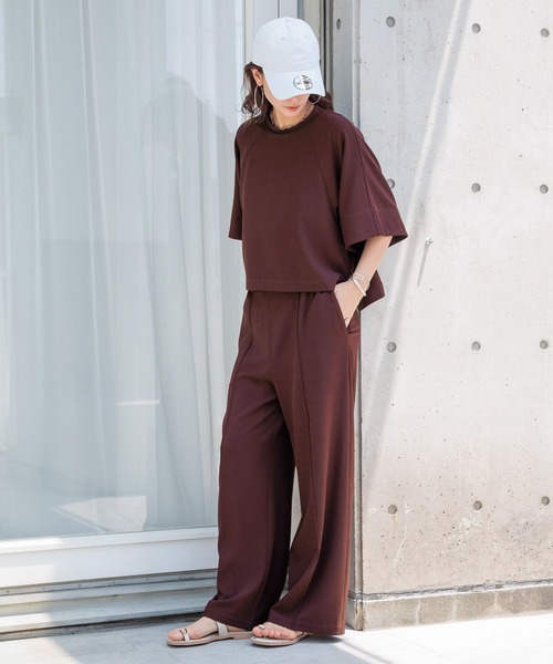 「HEREIAM」 半袖Tシャツ FREE バーガンディー レディース_画像6