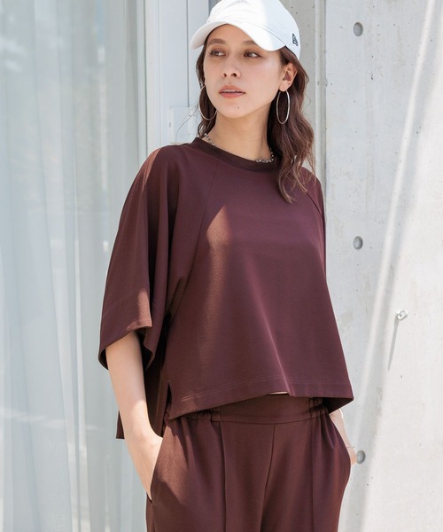 「HEREIAM」 半袖Tシャツ FREE バーガンディー レディース_画像9