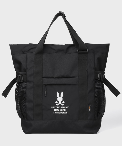 PSYCHO BUNNY 大容量バッグ ブラック Psycho Bunny（サイコバニー） デイバック リュック コーデュラ 2WAY