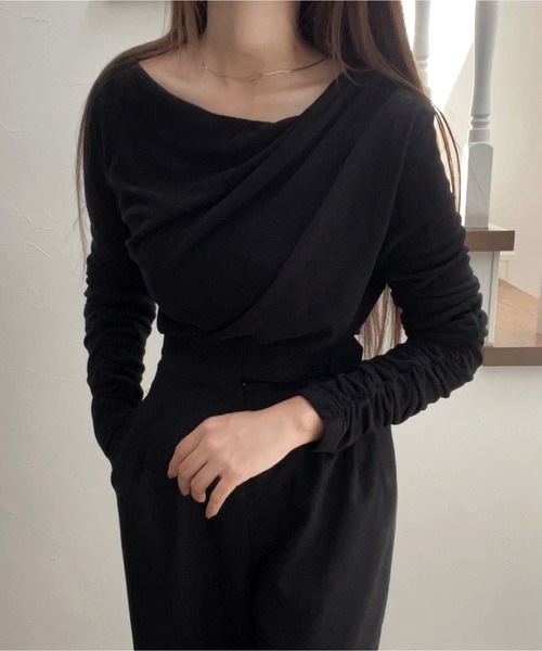 「junoah」 長袖カットソー X-LARGE ブラック レディース_画像2