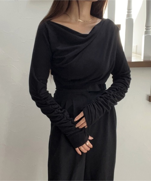 「junoah」 長袖カットソー X-LARGE ブラック レディース_画像4