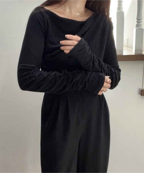 「junoah」 長袖カットソー X-LARGE ブラック レディース_画像5