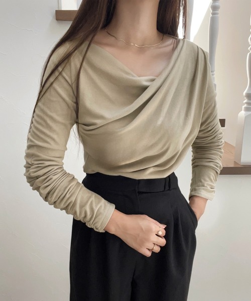 「junoah」 長袖カットソー X-LARGE ブラック レディース_画像7