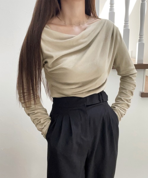 「junoah」 長袖カットソー X-LARGE ブラック レディース_画像8