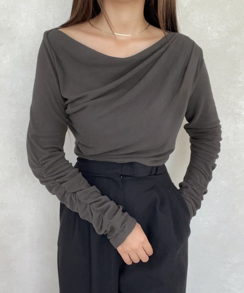 「junoah」 長袖カットソー X-LARGE ブラック レディース_画像9