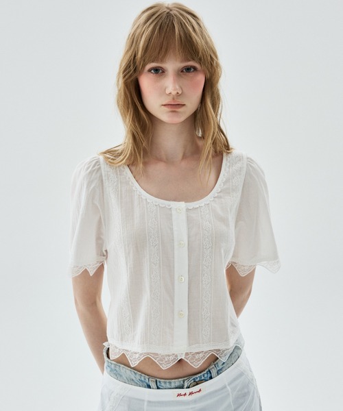 Mardi Mercredi（マルディメクルディ） ブラウス シャツ SHEER COTTON 