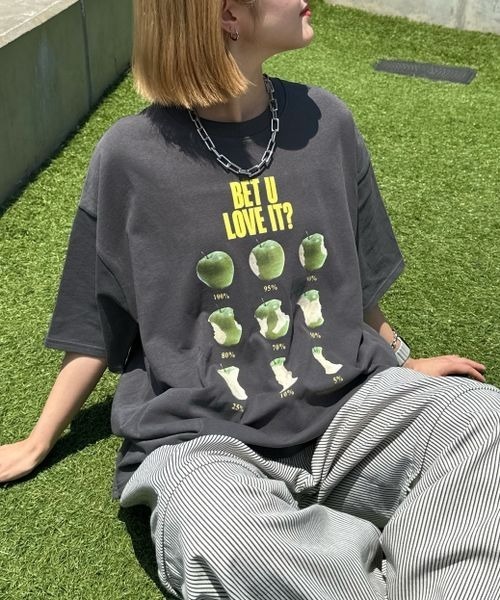 「PBLIM」 半袖Tシャツ MEDIUM チャコールグレー レディース_画像8