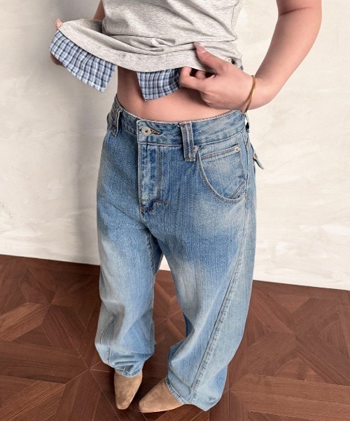 「Lis ardent」 デニムパンツ L ブルー レディース_画像7