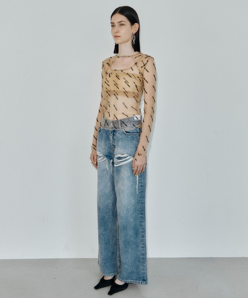 JOSE MOON（ジョゼムーン） tシャツ SHEER 2WAY MONOGRAM TOPS/シアー