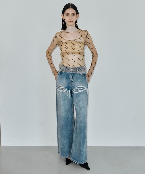 JOSE MOON（ジョゼムーン） tシャツ SHEER 2WAY MONOGRAM TOPS/シアー