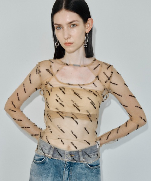 josemoonジョゼムーンSHEERMONOGRAM TOPS ❤︎ JOSE MOON（ジョゼムーン） tシャツ SHEER 2WAY MONOGRAM TOPS/シアー