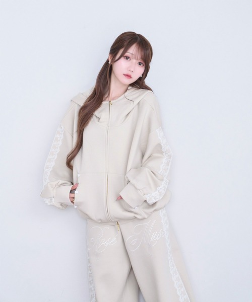 Rose Muse（ロゼミューズ） パーカー Rose lace zip hoodie レディース
