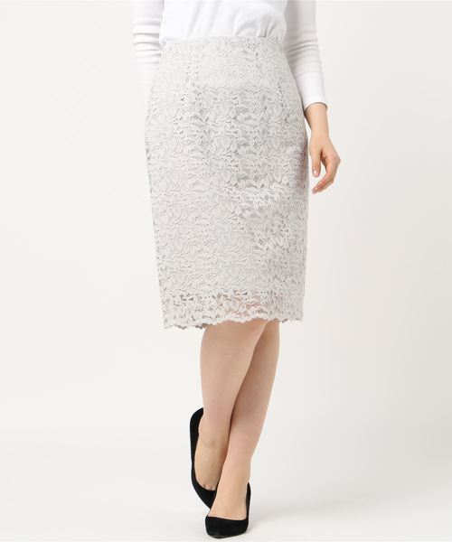 【美品】ノーリーズソフィー 花柄総レース コードレースタイトスカート 日本製 NOLLEY'S Sophi スカート リーフレーススカート : ZOZOTOWN