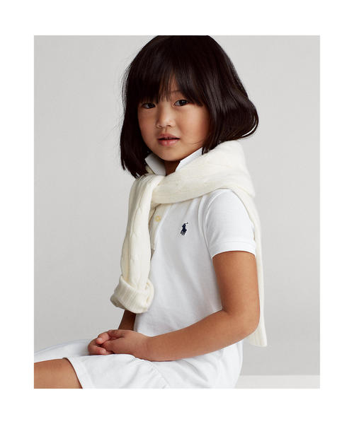 ワンピース コットン メッシュ ポロドレス RALPH ラルフ コットン メッシュ POLO LAUREN CHILDRENSWEAR，ポロ ローレン