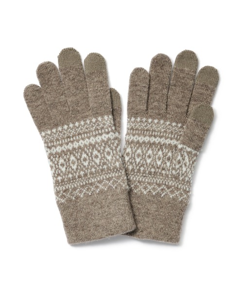 無印良品（MUJI） 手袋 ウール混 裏起毛 タッチパネル手袋 （柄