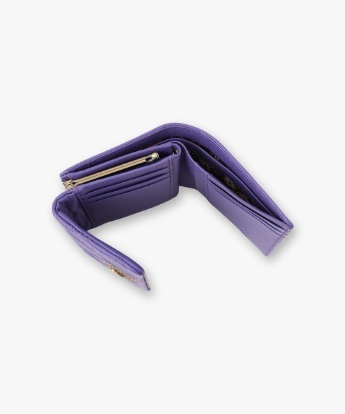 【美品】ANNA SUI チェイス 口金二つ折り財布 パープル　羊革 ANNA SUI チェイス 口金二つ折り財布 パープル - ファッション