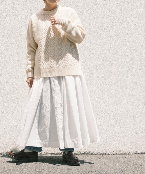 ニット セーター vent blanc  ヴァンブラン5GケーブルMIX プルオーバー レディース