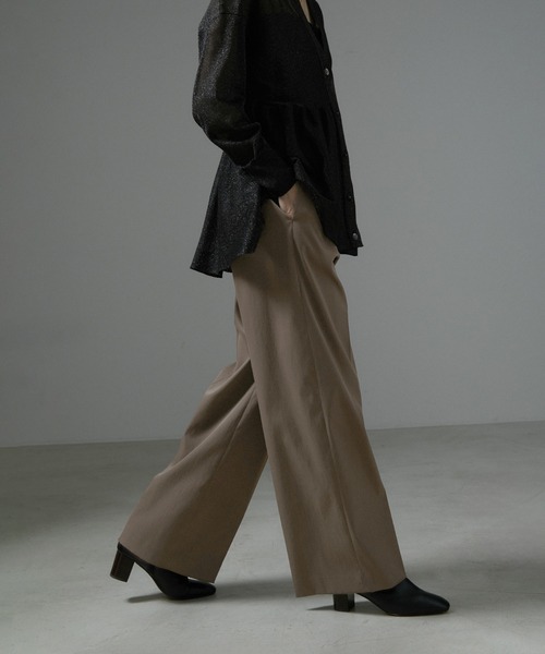 パンツ コットンライクスタイルアップワイドパンツ「UVカット・接触冷  