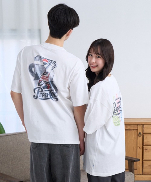 Ada. tシャツ 「DISCUS×PEPSI」バックプリント ルーズ 半袖T メンズ