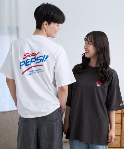 Ada. tシャツ 「DISCUS×PEPSI」バックプリント ルーズ 半袖T メンズ