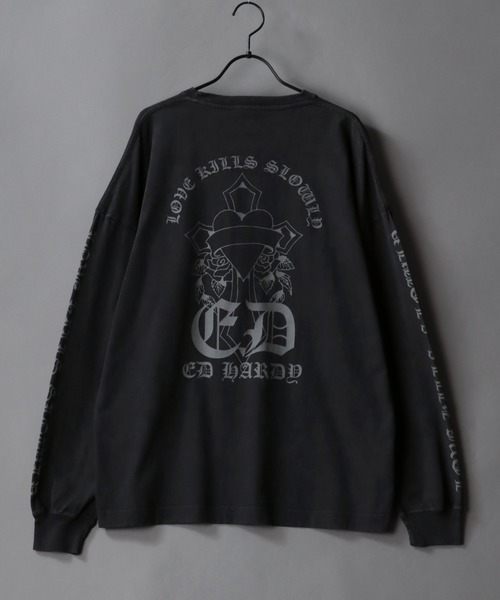 Ed Hardy（エド・ハーディー） tシャツ オーバーサイズ ピグメント加工
