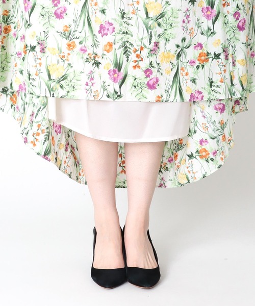 Jines ワンピース フローラルプリント 前後2wayギャザー
